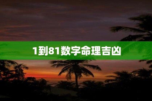 1到81数字命理吉凶