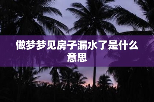 做梦梦见房子漏水了是什么意思