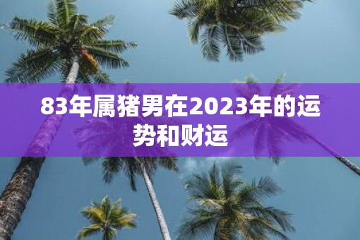 83年属猪男在2023年的运势和财运