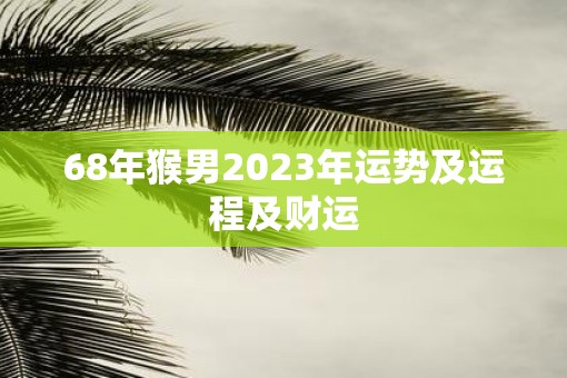 68年猴男2023年运势及运程及财运