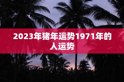 2023年猪年运势1971年的人运势