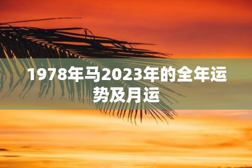 1978年马2023年的全年运势及月运