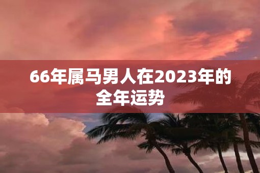 66年属马男人在2023年的全年运势