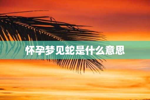 怀孕梦见蛇是什么意思