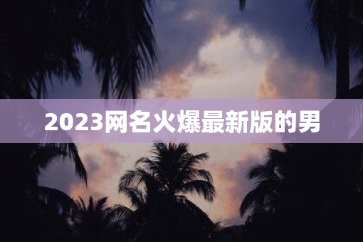 2023网名火爆最新版的男