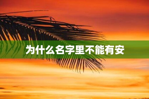 为什么名字里不能有安