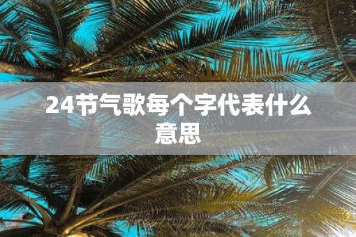 24节气歌每个字代表什么意思