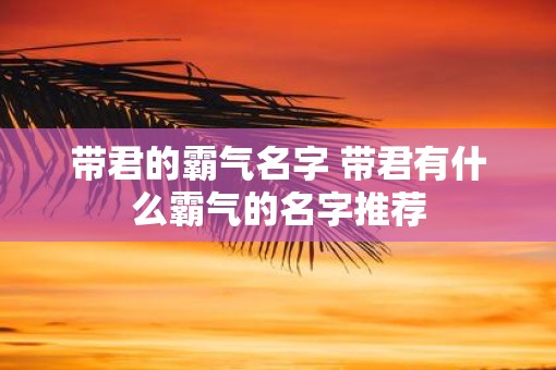 带君的霸气名字 带君有什么霸气的名字推荐