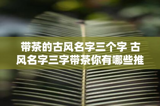 带茶的古风名字三个字 古风名字三字带茶你有哪些推荐