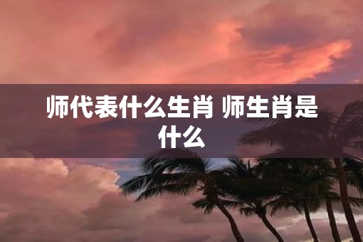 师代表什么生肖 师生肖是什么