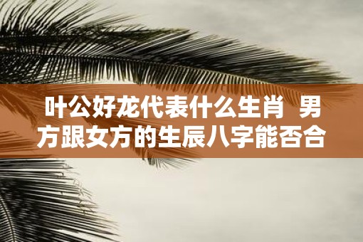 叶公好龙代表什么生肖  男方跟女方的生辰八字能否合婚