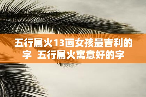 五行属火13画女孩最吉利的字  五行属火寓意好的字