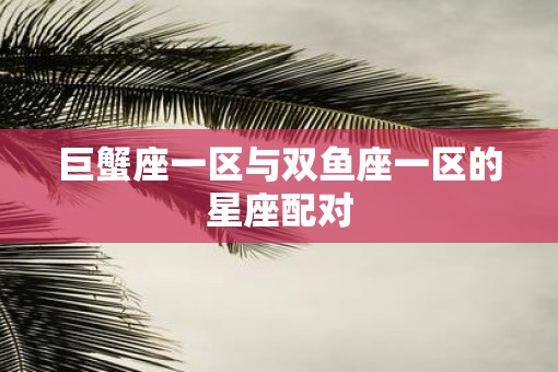 巨蟹座一区与双鱼座一区的星座配对