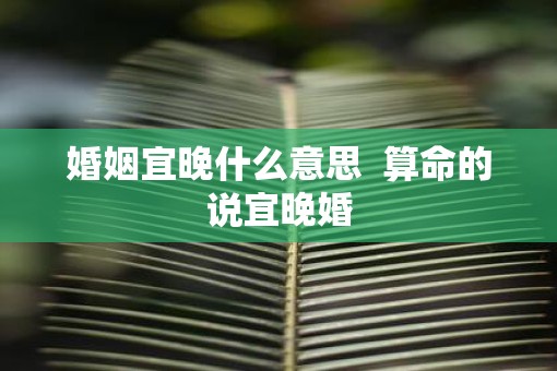 婚姻宜晚什么意思  算命的说宜晚婚