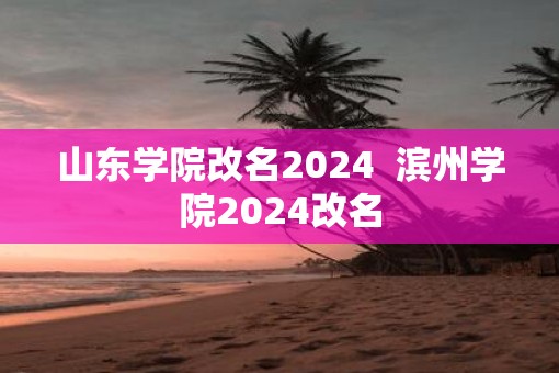 山东学院改名2025  滨州学院2025改名