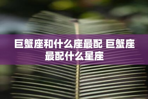 巨蟹座和什么座最配 巨蟹座最配什么星座