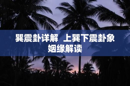 巽震卦详解  上巽下震卦象姻缘解读