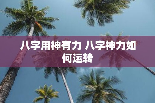 八字用神有力 八字神力如何运转