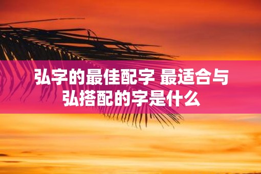 弘字的最佳配字 最适合与弘搭配的字是什么