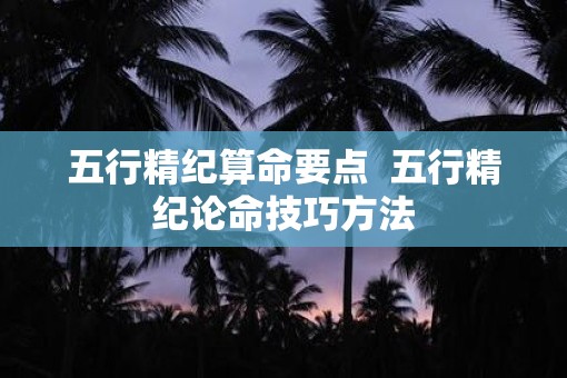 五行精纪算命要点  五行精纪论命技巧方法