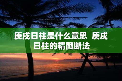 庚戌日柱是什么意思  庚戌日柱的精髓断法