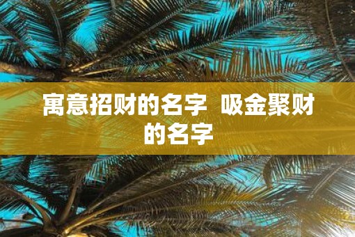 寓意招财的名字  吸金聚财的名字