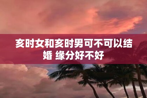 亥时女和亥时男可不可以结婚 缘分好不好