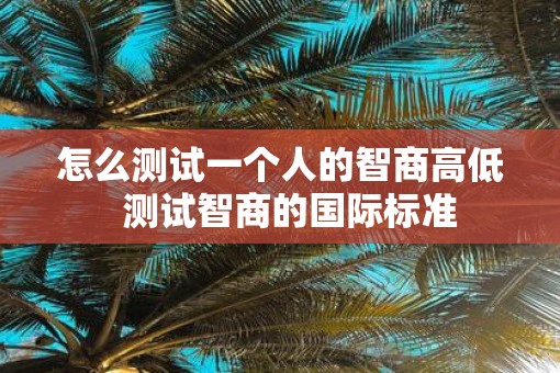 怎么测试一个人的智商高低  测试智商的国际标准