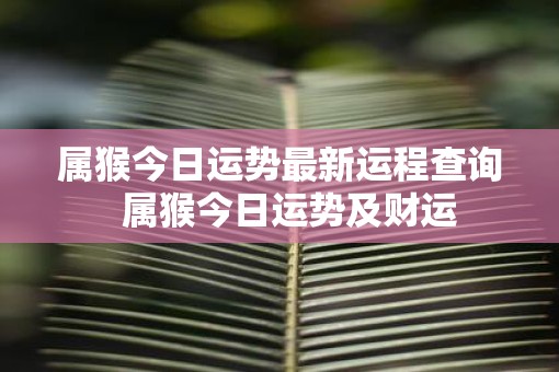 属猴今日运势最新运程查询  属猴今日运势及财运