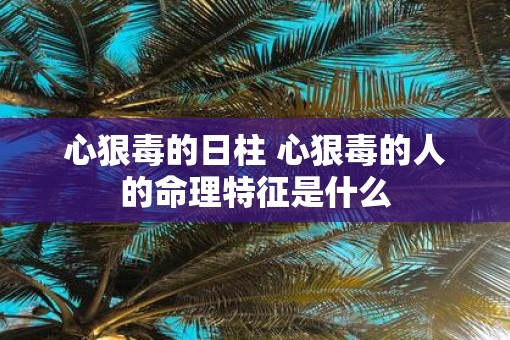 心狠毒的日柱 心狠毒的人的命理特征是什么
