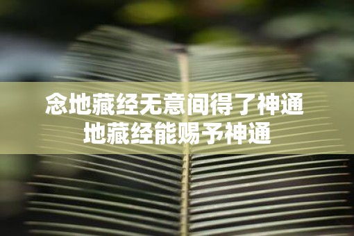 念地藏经无意间得了神通 地藏经能赐予神通