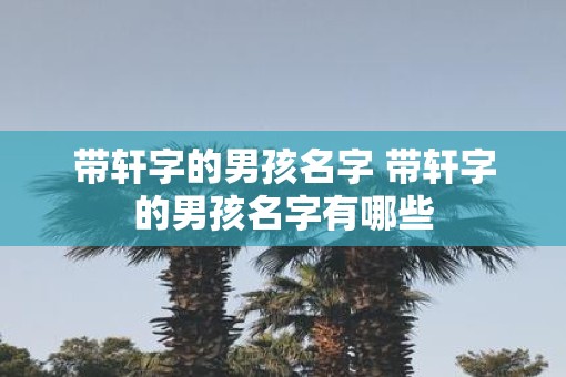 带轩字的男孩名字 带轩字的男孩名字有哪些