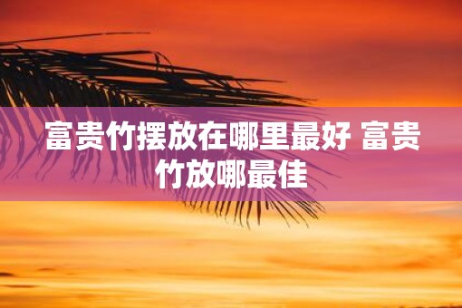 富贵竹摆放在哪里最好 富贵竹放哪最佳