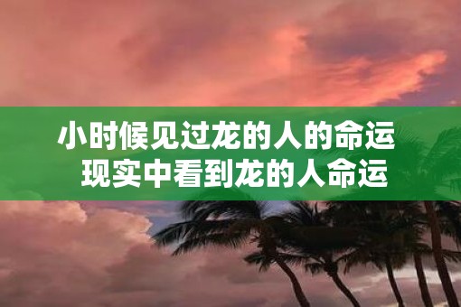 小时候见过龙的人的命运  现实中看到龙的人命运