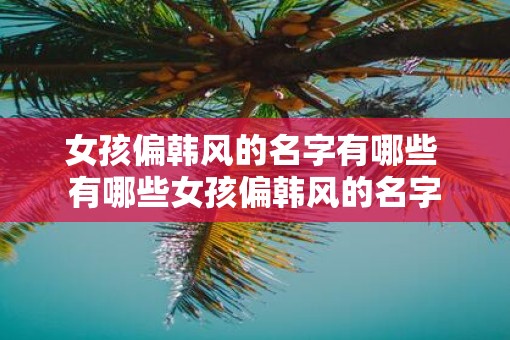 女孩偏韩风的名字有哪些 有哪些女孩偏韩风的名字