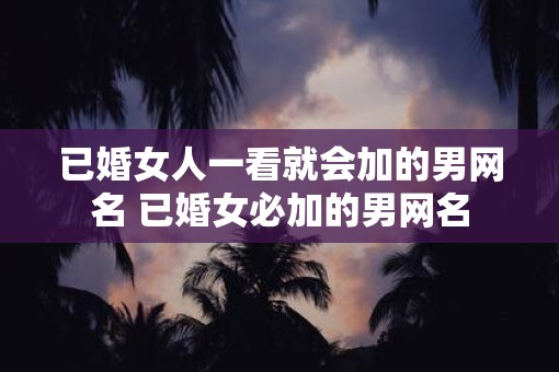 已婚女人一看就会加的男网名 已婚女必加的男网名