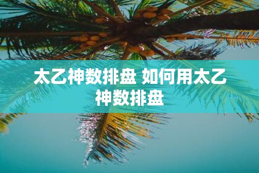 太乙神数排盘 如何用太乙神数排盘