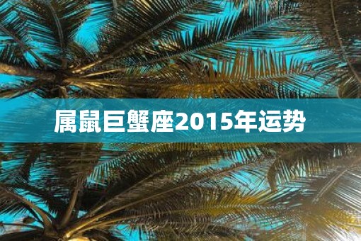 属鼠巨蟹座2015年运势