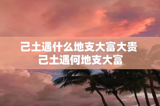 己土遇什么地支大富大贵 己土遇何地支大富