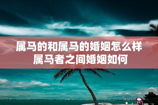 属马的和属马的婚姻怎么样 属马者之间婚姻如何