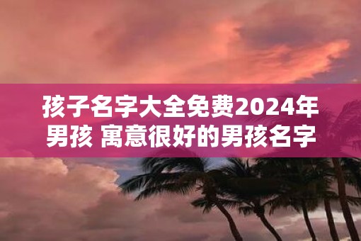 孩子名字大全免费2024年男孩 寓意很好的男孩名字