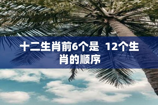 十二生肖前6个是  12个生肖的顺序