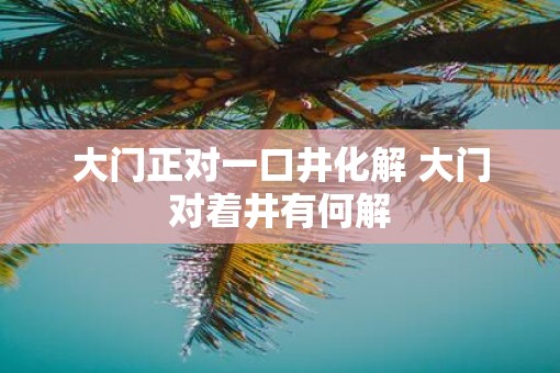 大门正对一口井化解 大门对着井有何解