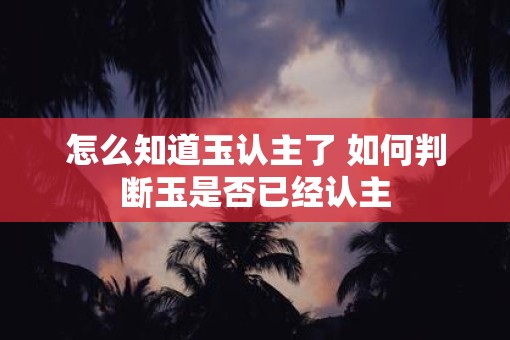 怎么知道玉认主了 如何判断玉是否已经认主