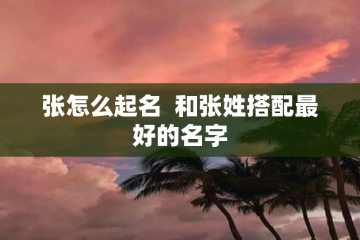 张怎么起名  和张姓搭配最好的名字
