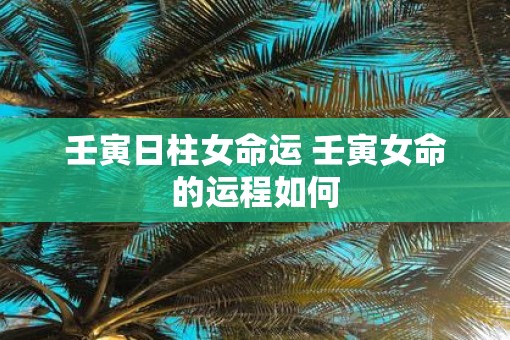 壬寅日柱女命运 壬寅女命的运程如何