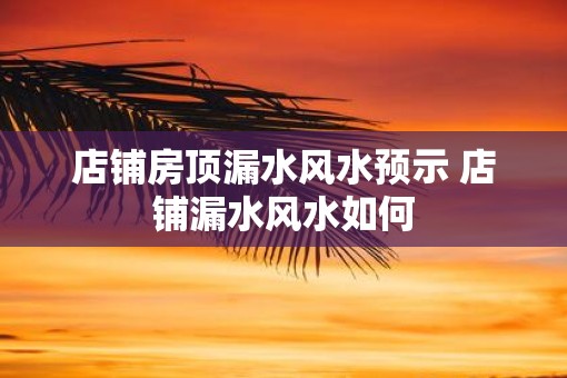 店铺房顶漏水风水预示 店铺漏水风水如何