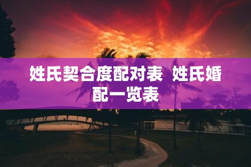 姓氏契合度配对表  姓氏婚配一览表