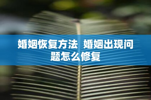 婚姻恢复方法  婚姻出现问题怎么修复