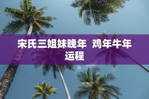 宋氏三姐妹晚年  鸡年牛年运程
